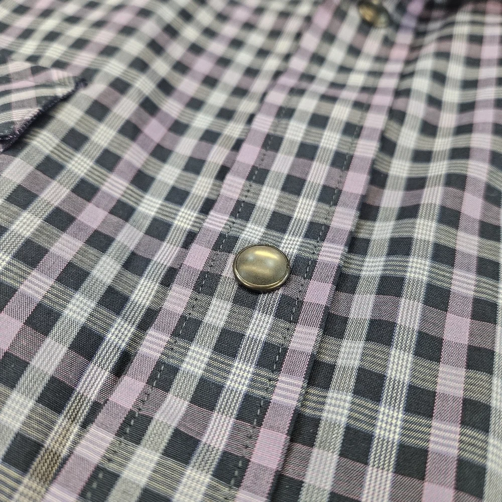 Banana Republic Mens L Pearl Snap Urban Cowboy Western Style Double Pocket Shirt
